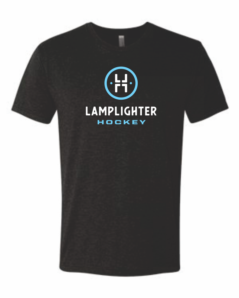 Lamplighter Hockey Black T-Shirt w/ Logo in Blue