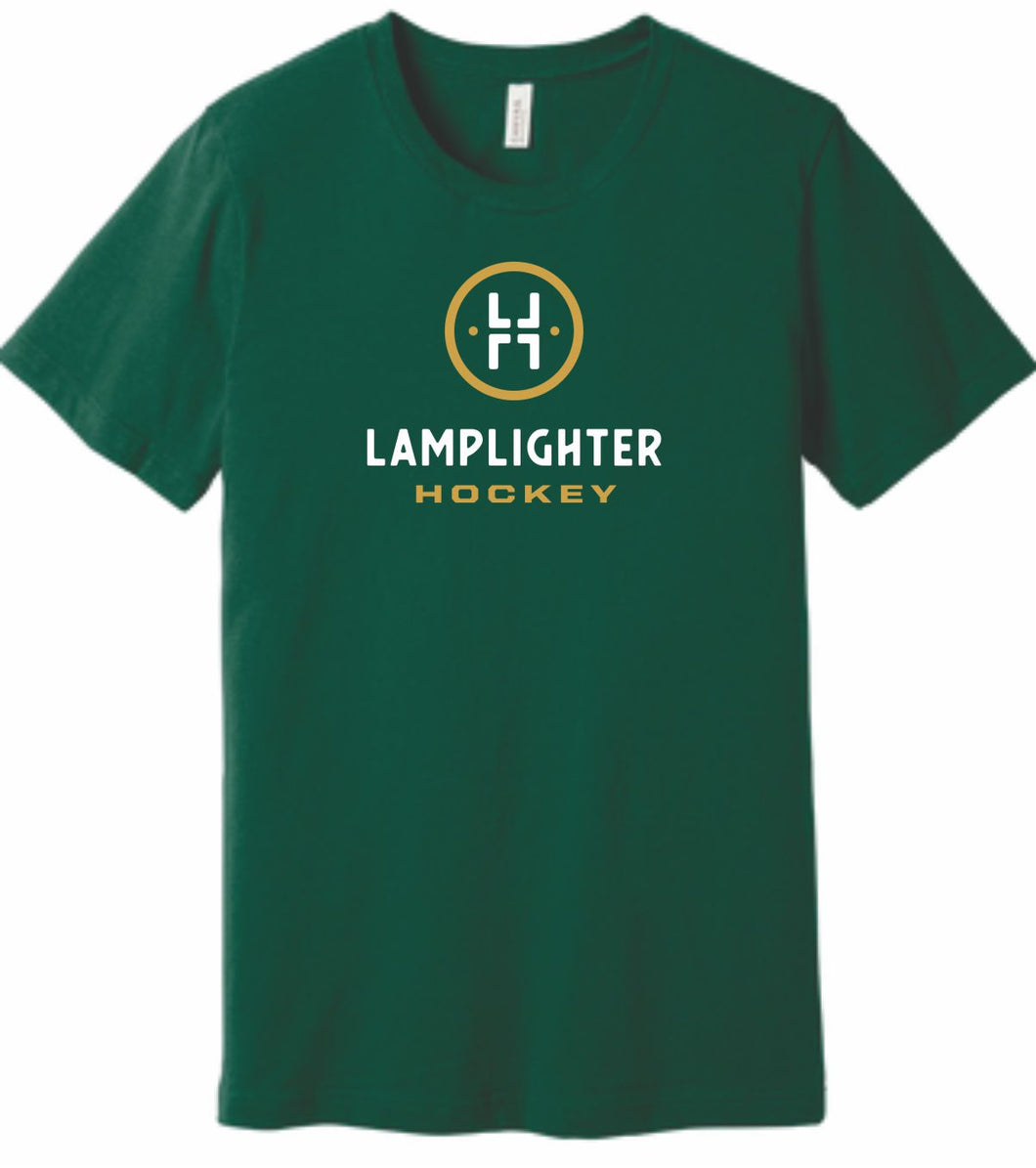 Lamplighter Hockey Green T-Shirt w/ Logo in Gold